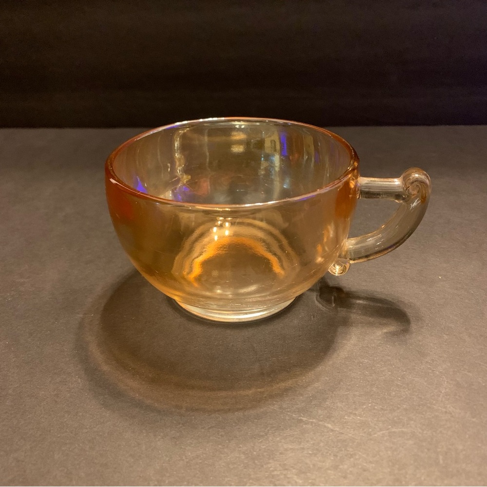 Vintage Amber Iridescent Glass Teacup